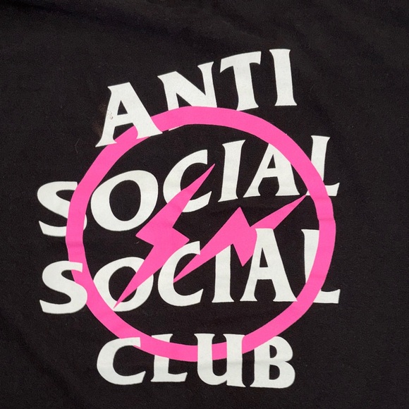 Anti Social Social Club x Fragment Design Pink Bolt Tee Black XL - Picture 5 of 7